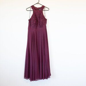 Lulus Burgandy Lace Halter Maxi Dress Women's Size 1XL